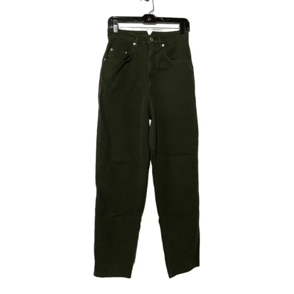 Karen Kane Notchback Jeans Women size 6 Green Wide Leg Tapered Ankle HipHop‎ 90s